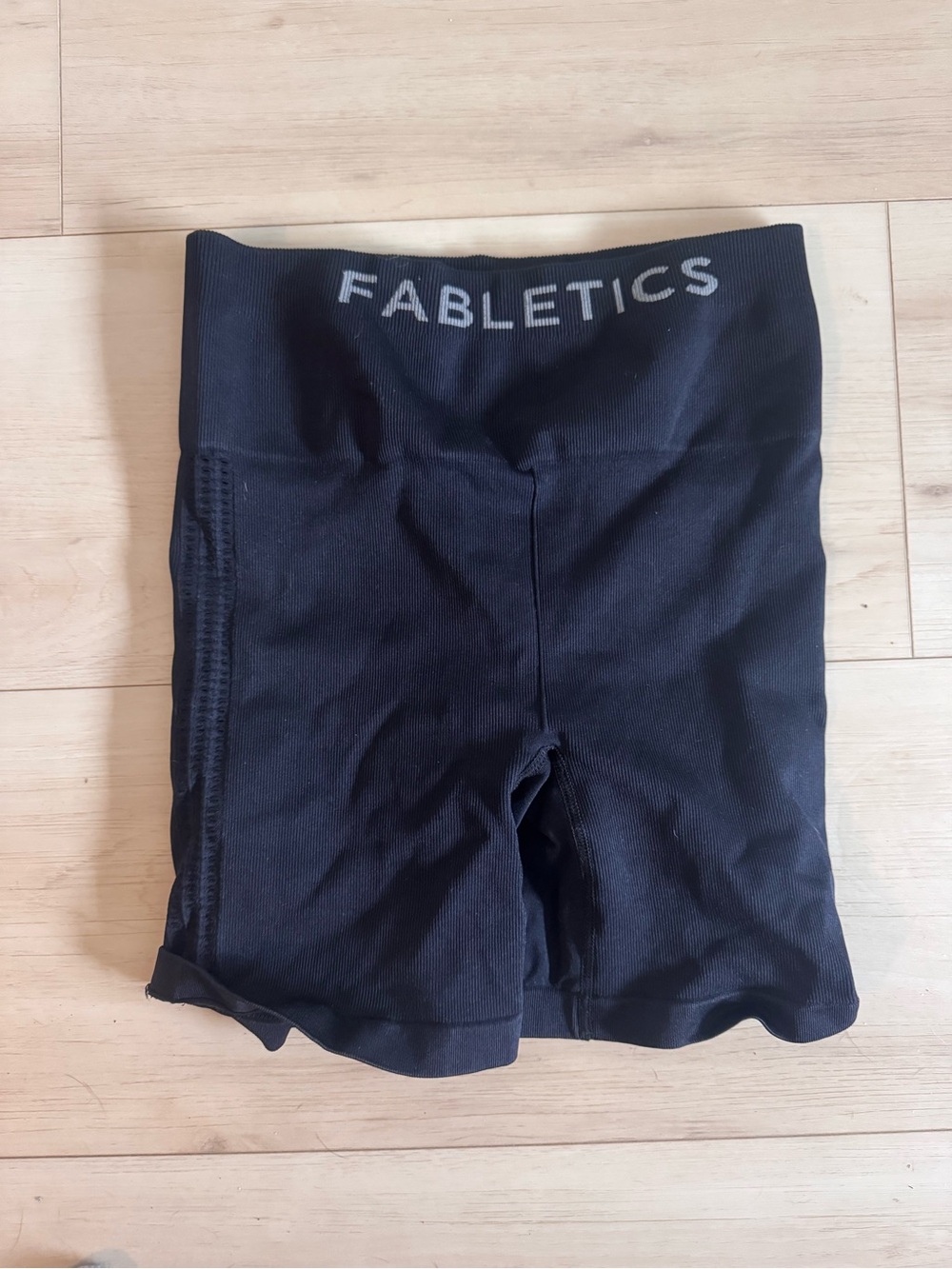 Fabletics Black Women's Bike Shorts with Branded Waistband